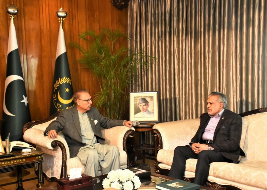 President Arif Alvi is contacted by Finance Minister Ishaq Dar