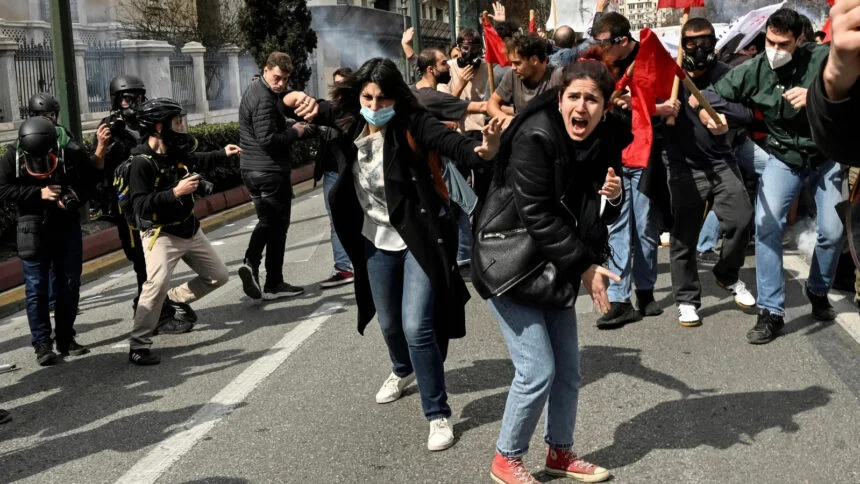 police and demonstrators